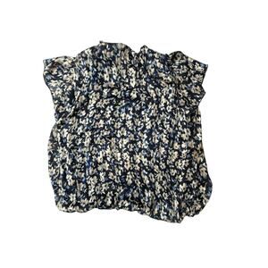 Tamara H Ruffle Cap Short Sleeve Blue Floral Blouse size 1X